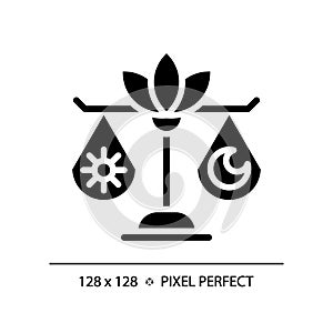 Pixel perfect day and night balance glyph style black icon