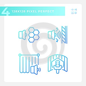 Pixel perfect gradient soundproofing linear icons set