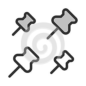 Pixel-perfect linear  icon of a  drawing pin photo