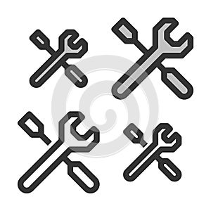 Pixel-perfect linear  icon of screwdriver with spanner photo