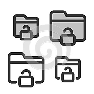 Pixel-perfect linear icon of a unlocked folder