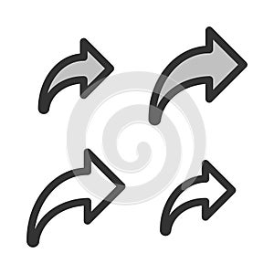 Pixel-perfect linear  right curved arrow photo