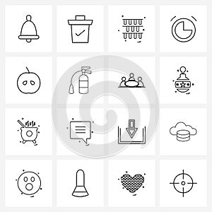 Pixel Perfect Set of 16 Vector Line Icons such as apple, timer, bounties, time, alarm