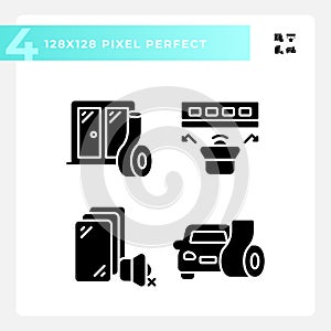 Pixel perfect soundproofing glyph style icons set