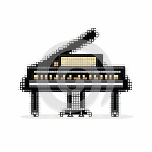 Pixel Piano Icon Illustration On White Background