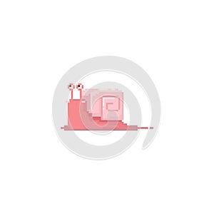 Pixel pink snail.8bit.