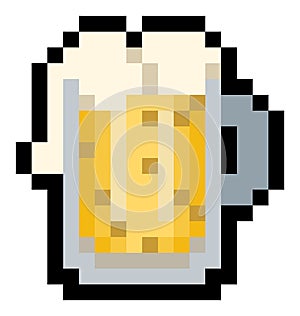 Pixel pint of beer - vector, isolated