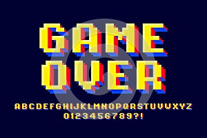 Pixel retro arcade game style font design