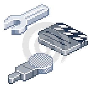 Pixel retro style isometric icons