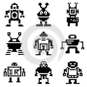 pixel robot icons