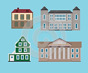 Pixel Set of Historical Houses