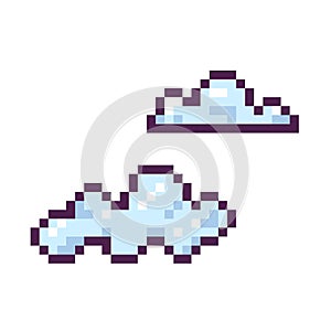 Pixel sky, clouds , 8 bit, retro, y2k pixel icon on completely white background vector
