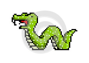 Pixel snake, art 8 bit objects. Retro game assets. Set of icons. vintage computer video arcades. vector illustration.