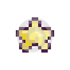 Pixel star rating, 8 bit, retro, y2k pixel icon on a completely white background