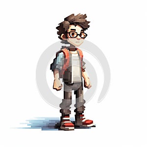 Pixel Style Character Illustration: 3d 8 Bit Cartoon Of Harper As An Adult