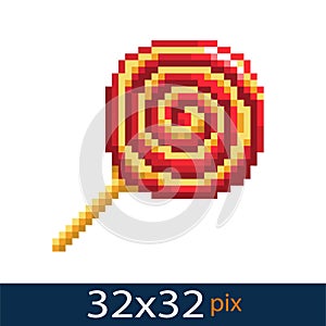 Pixel style icon lollipop. Vector illustration