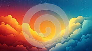 Pixel Sunset Landscape: Orange Yellow Blue Clouds and Stars