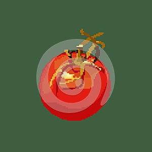 Pixel tomato. Vector tomato icon. Pixel icon.