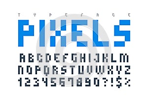 Pixel trendy typeset, simple font, system computer script