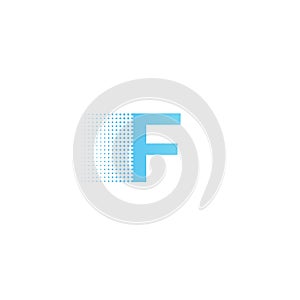 Pixel typography letter F logo. Technological modern font calligraphy