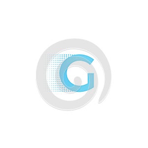 Pixel typography letter G logo. Technological modern font calligraphy