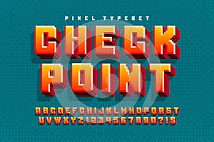 Pixel vector alphabet design, stylized like in 8-bit games.