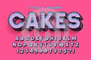 Pixel vector alphabet design, stylized like in 8-bit games.