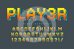 Pixel vector alphabet design, stylized like in 8-bit games