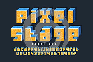 Pixel vector alphabet design, stylized like in 8-bit games