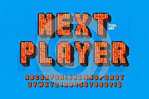 Pixel vector alphabet design, stylized like in 8-bit games