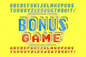 Pixel vector font design, stylized like in 8-bit games