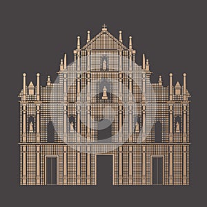 Pixel vector of Ruins of St. Paul, Macau