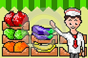 Pixel vegetable seller