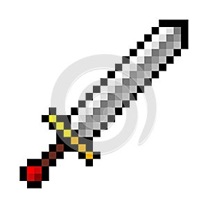 Pixel video game sword icon cartoon retro game style photo
