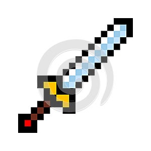 Pixel video game sword icon cartoon retro game style photo