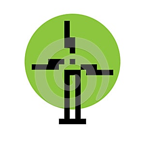 Pixel wind generator green electric power illustration vector.