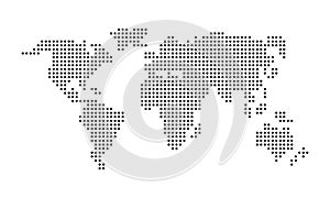 Pixel world map. Dotted world map. Vector on isolated white background. EPS 10