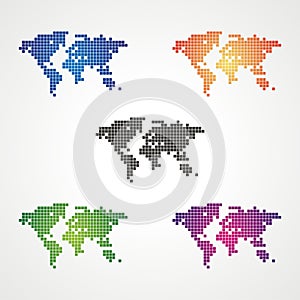Pixel World Map Stock Vector
