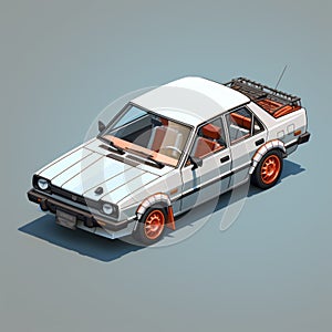 Pixelart Toyota Celica 3d Car Model With Vintage Anime-influenced Aesthetics