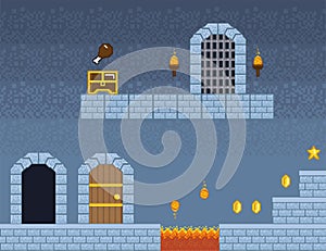 pixelart videogame castle scene