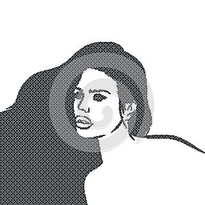 Pixelate Mosaic Black Girl Face. Vector Illustration.