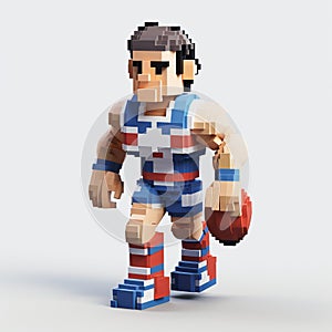 Pixelated Afl Player: Classic Americana Style With Strong Use Of Color