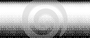 Pixelated bitmap gradient texture. Black and white dither pattern background. 8 bit video game screen wallpaper. Retro