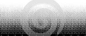 Pixelated bitmap gradient texture. Black and white dither pattern background. Abstract glitchy pattern. 8 bit video game