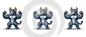 A pixelated bull with strong, inflated arms, symbolizing the strength and growth of the market