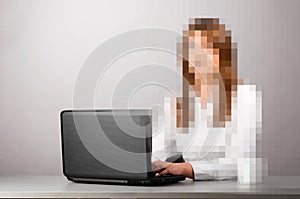 Pixelated business woman