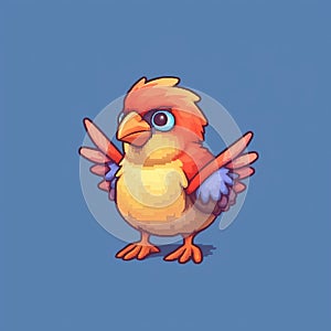 Pixelated Cartoon Bird: Cute Minecraft-inspired Character Design