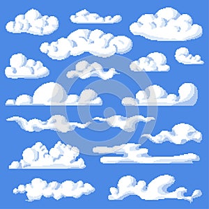 Pixelated clouds for game play setting 8 bits