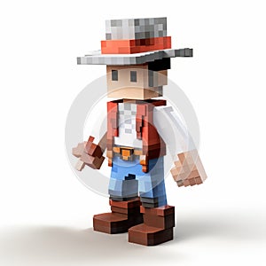 Pixelated Cowboy Character Illustration: Detailed 8-bit Cartoon Of William With Hat