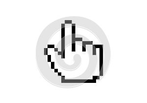 Pixelated cursor hand symbol on a white background